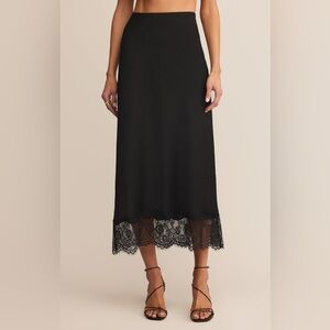 NWT Z Supply Cinder Lace Satin Midi Skirt